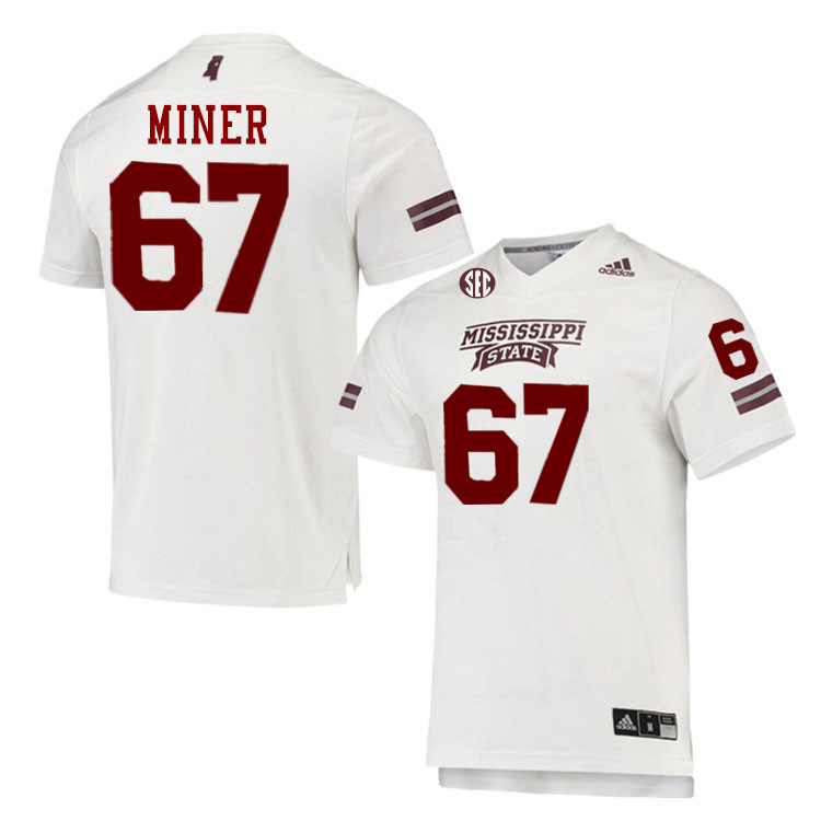 Men #67 Ethan Miner Mississippi State Bulldogs College Football Jerseys Stitched-White